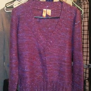 Very pretty purple shimmery v neck sweater